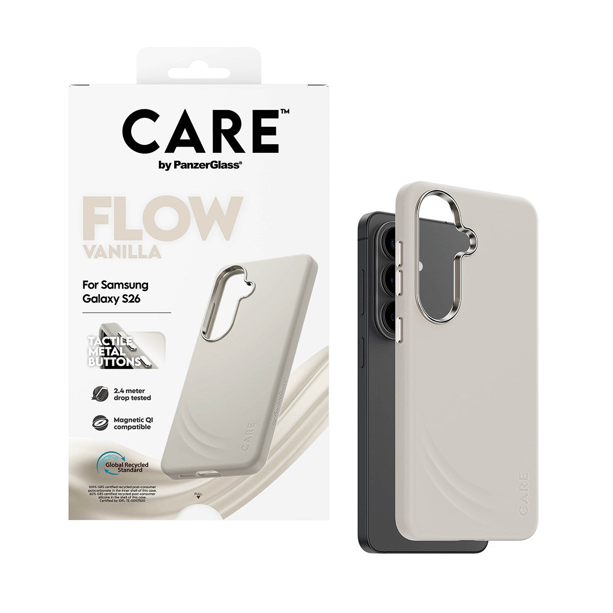 CARE™ by PanzerGlass® Flow Case Vanilla w. Qi Samsung Galaxy S26